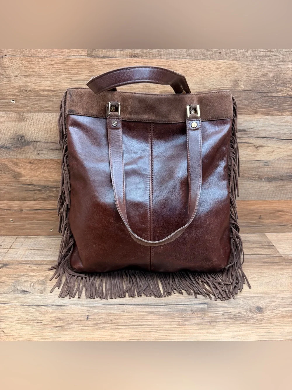 Tory Burch Brown Leather Fringe Shoulder Bag